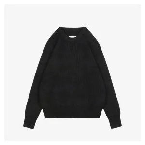 Maison Margiela Signature Four-Stitches Knit Sweater Black Front view