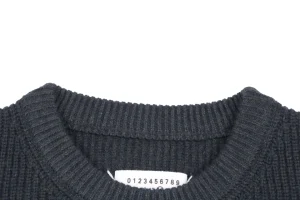 Maison Margiela Signature Four-Stitches Knit Sweater Dark Grey Collar