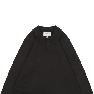 Maison Margiela Suede Patch Wool Polo Sweater