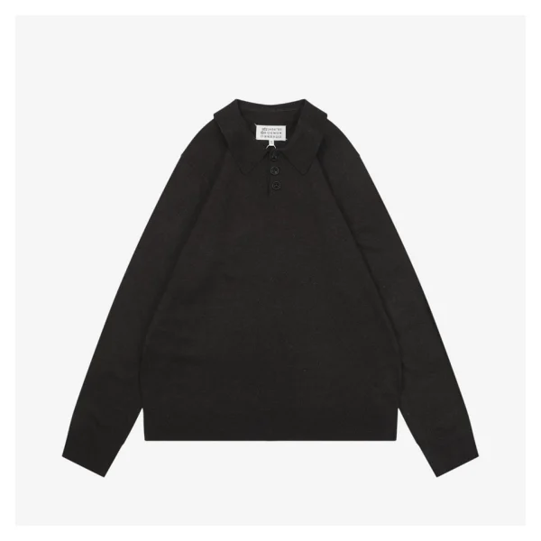 Maison Margiela Suede Patch Wool Polo Sweater