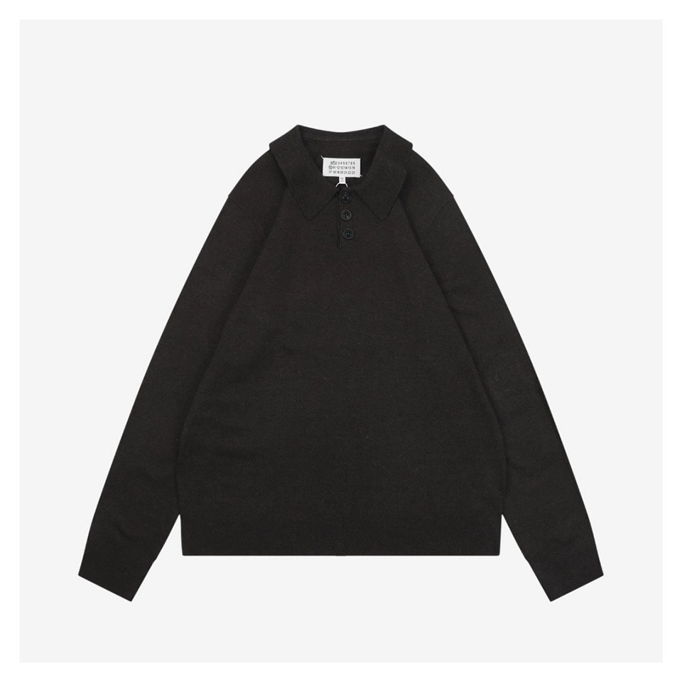 Maison Margiela Suede Patch Wool Polo Sweater