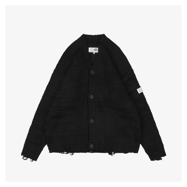 Maison Margiela Wool-Blend Distressed Cardigan Front view