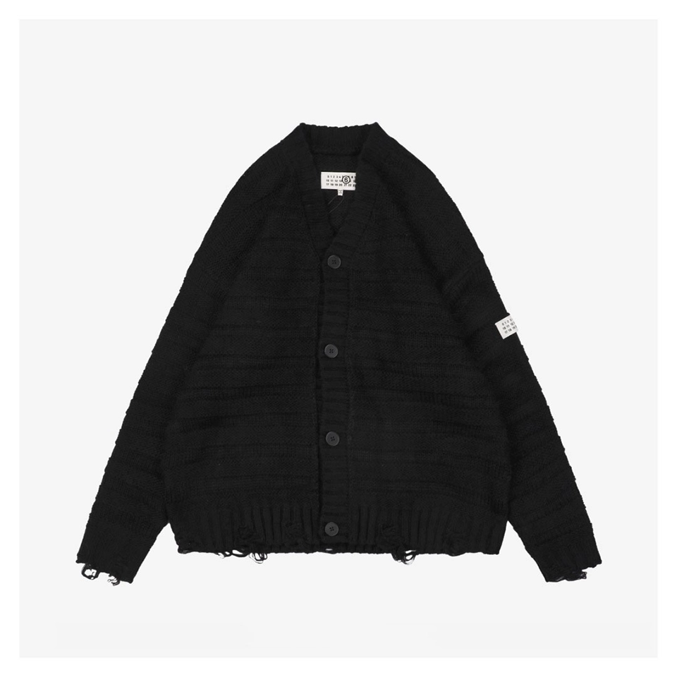 Maison Margiela Wool-Blend Distressed Cardigan Front view