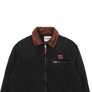 Miu Miu Denim Padded Jacket with Corduroy Collar