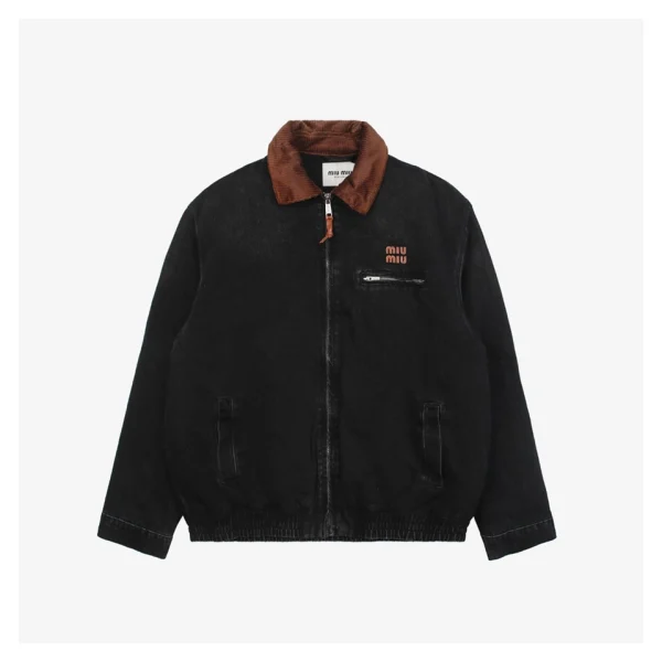Miu Miu Denim Padded Jacket with Corduroy Collar