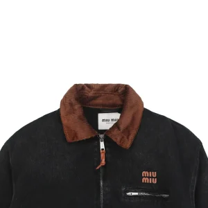 Miu Miu Denim Padded Jacket with Corduroy Collar