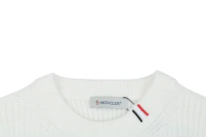 Moncler Arm Patch Crewneck Wool Sweater White Collar