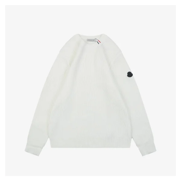 Moncler Arm Patch Crewneck Wool Sweater White Front view