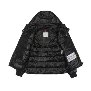 Moncler Chevron-Stripe Detachable Hood Down Jacket Lining