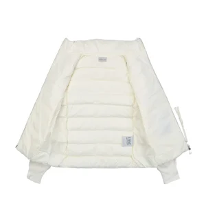 Moncler Hybrid Knit-Sleeve Lightweight Puffer Jacket White Lining