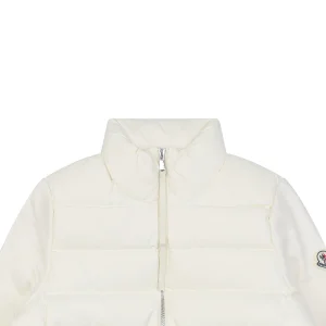 Moncler Hybrid Knit-Sleeve Lightweight Puffer Jacket White
