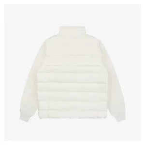 Moncler Hybrid Knit-Sleeve Lightweight Puffer Jacket White Back view