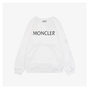 Moncler Pocket Sleeve Logo Crewneck Sweatshirt White Front view
