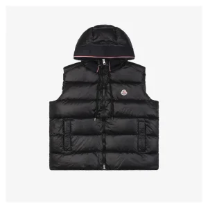 Moncler Webbing Hooded Down Vest – FRGMT by Hiroshi Fujiwara Black Front view