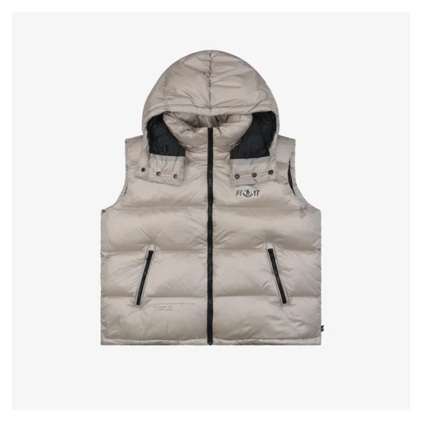 Moncler Webbing Hooded Down Vest – FRGMT by Hiroshi Fujiwara Silver Front view