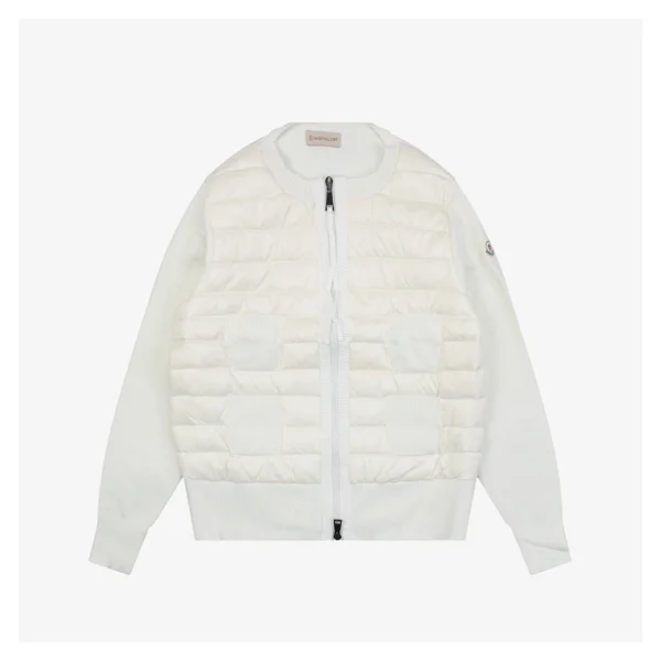 Mxxcler Four-Pocket Hybrid Down Cardigan #MS-L17 White Front view