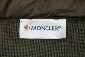 Mxxcler Knit-Sleeve Mixed Media Down Hoodie Jacket Green Brand label