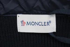 Mxxcler Knit-Sleeve Mixed Media Down Hoodie Jacket Navy Brand label