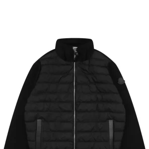Mxxcler Leather-Trim Pocket Knit Down Jacket Black