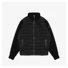 Mxxcler Leather-Trim Pocket Knit Down Jacket (Black/White)