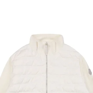 Mxxcler Leather-Trim Pocket Knit Down Jacket White