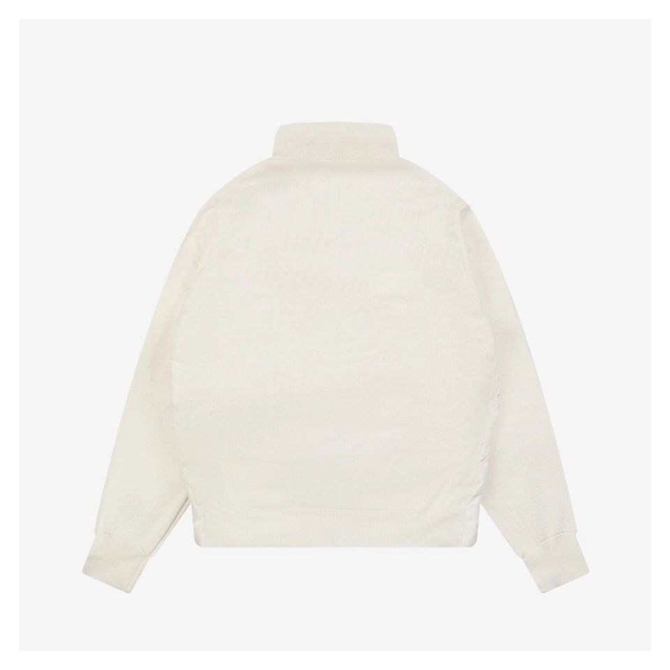 Mxxcler Leather-Trim Pocket Knit Down Jacket White Back view