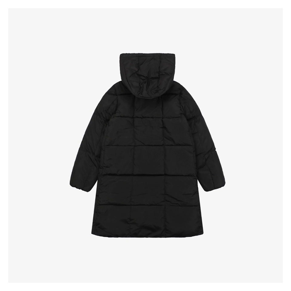 Mxxcler Litte Long Hooded Down Coat – Square Quilted Design #MS-992 (White/Black)