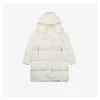 Mxxcler Litte Long Hooded Down Coat – Square Quilted Design #MS-992 (White/Black)