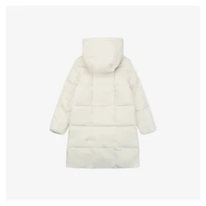 Mxxcler Litte Long Hooded Down Coat – Square Quilted Design #MS-992 White Back view