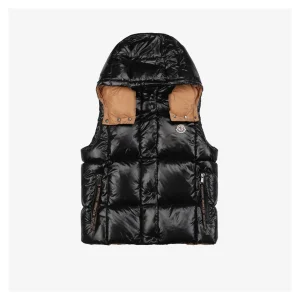 Mxxcler Luzule Hooded Down Vest Black Front view