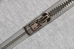 Mxxcler Side Stripe Logo Zip-Up Jacket Grey Zipper puller