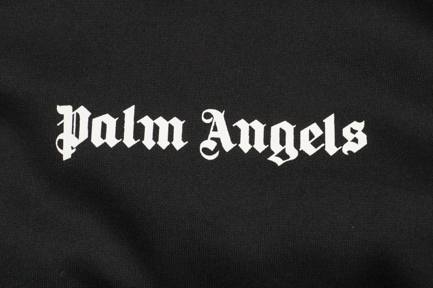 Mxxcler x Palm Angels PA Letter Stripe Down Jacket Black Front Letter Print
