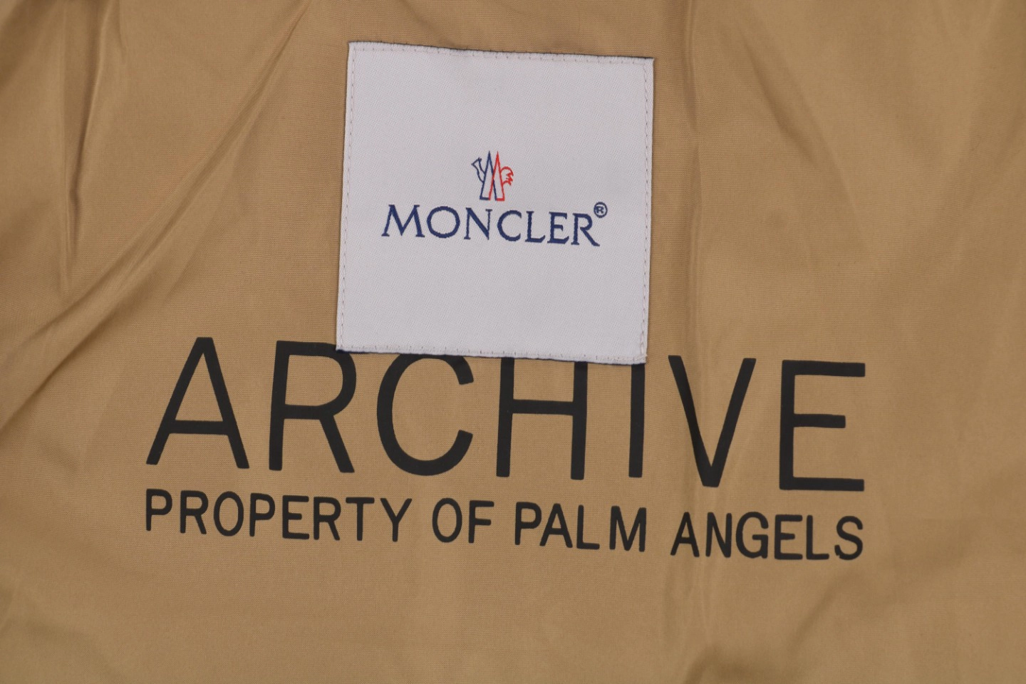 Mxxcler x Palm Angels PA Letter Stripe Down Jacket Brand Label