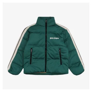 Mxxcler x Palm Angels PA Letter Stripe Down Jacket Green Front view