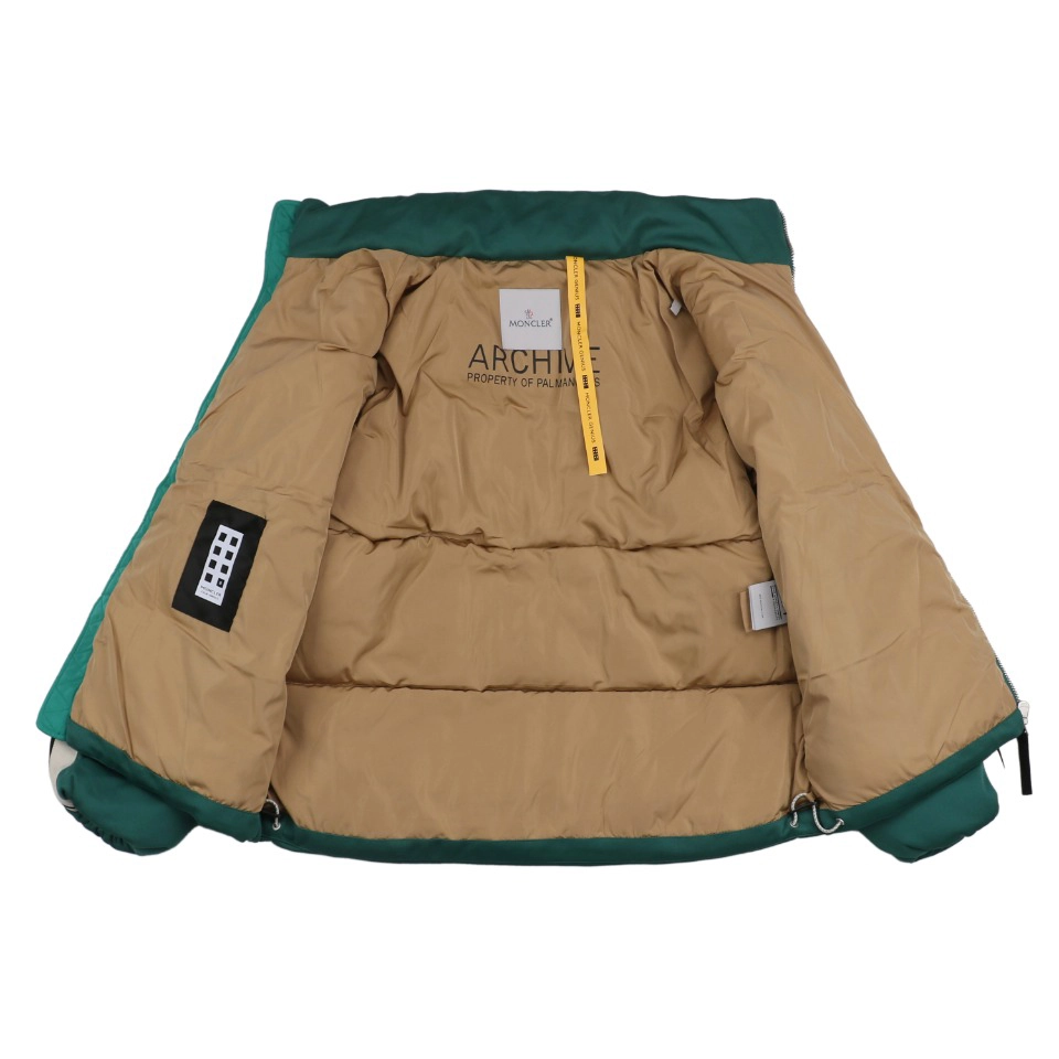 Mxxcler x Palm Angels PA Letter Stripe Down Jacket Green Lining