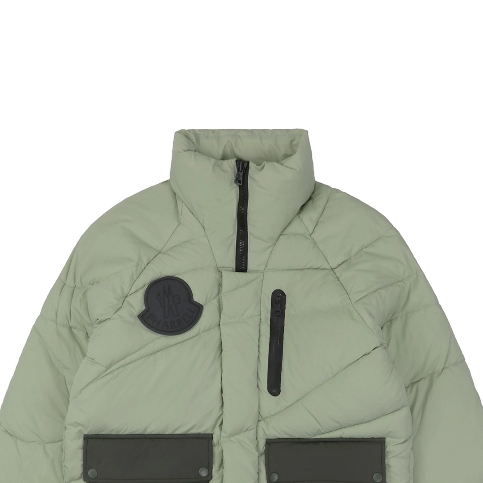Mxxcler x Pharrell Williams Patchwork Utility Hooded Down Jacket