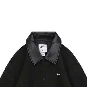 Nike Wool Blend Leather-Collar Jacket