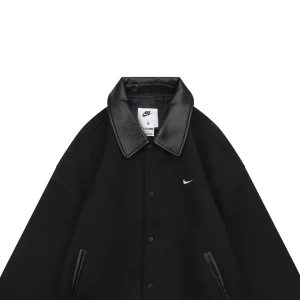 Nike Wool Blend Leather-Collar Jacket