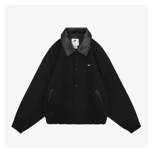 Nike Wool Blend Leather-Collar Jacket Front view