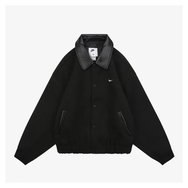 Nike Wool Blend Leather-Collar Jacket Front view