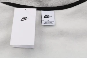 Nike x Stussy Box Logo Embroidered Fleece Hoodie Grey Brand label