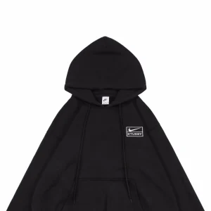 Nike x Stussy Box Logo Embroidered Fleece Hoodie Black