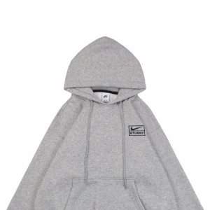 Nike x Stussy Box Logo Embroidered Fleece Hoodie Grey