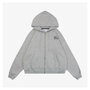 Nike x Stüssy Box Logo Embroidered Fleece-Lined Zip Hoodie