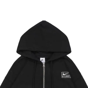 Nike x Stüssy Box Logo Embroidered Fleece-Lined Zip Hoodie Black