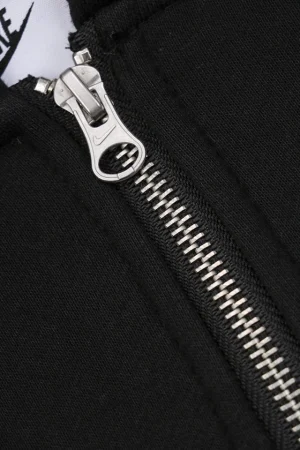 Nike x Stüssy Box Logo Embroidered Fleece-Lined Zip Hoodie Black Zipper puller