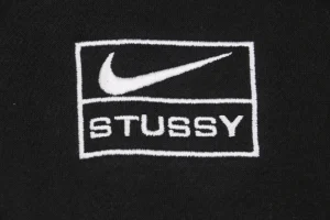 Nike x Stüssy Box Logo Embroidered Fleece-Lined Zip Hoodie Black Brand