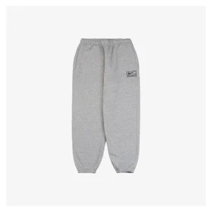 Nike x Stussy Collaborative Box Logo Embroidered Fleece Sweatpants Grey Front view