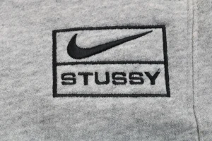 Nike x Stussy Collaborative Box Logo Embroidered Fleece Sweatpants Grey Brand