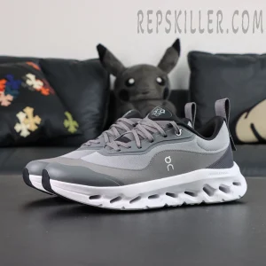 ON x LOEWE Cloudtilt 2 Grey lifestyle running shoes front-side angle